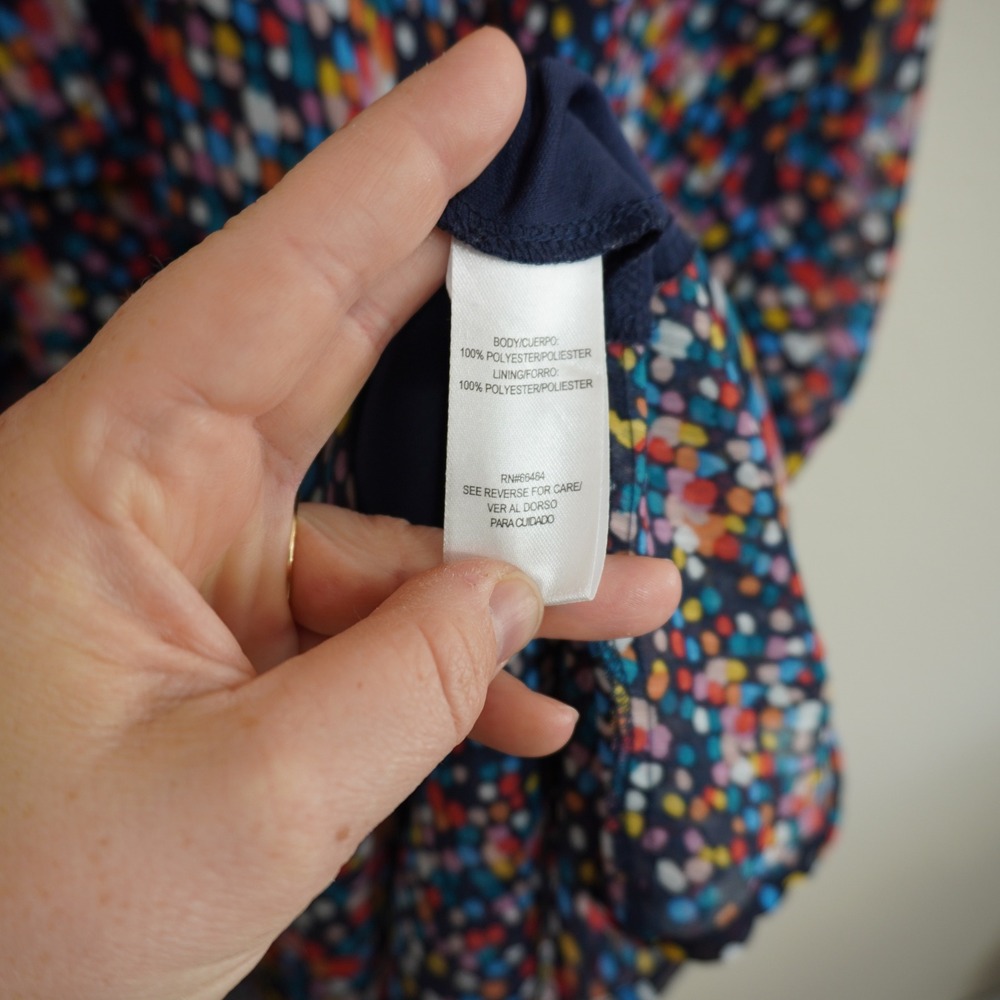 Sandra Darren XL Confetti Dot Tiered Faux Wrap Midi‎ Dress Navy Multicolor Party - Picture 7 of 9
